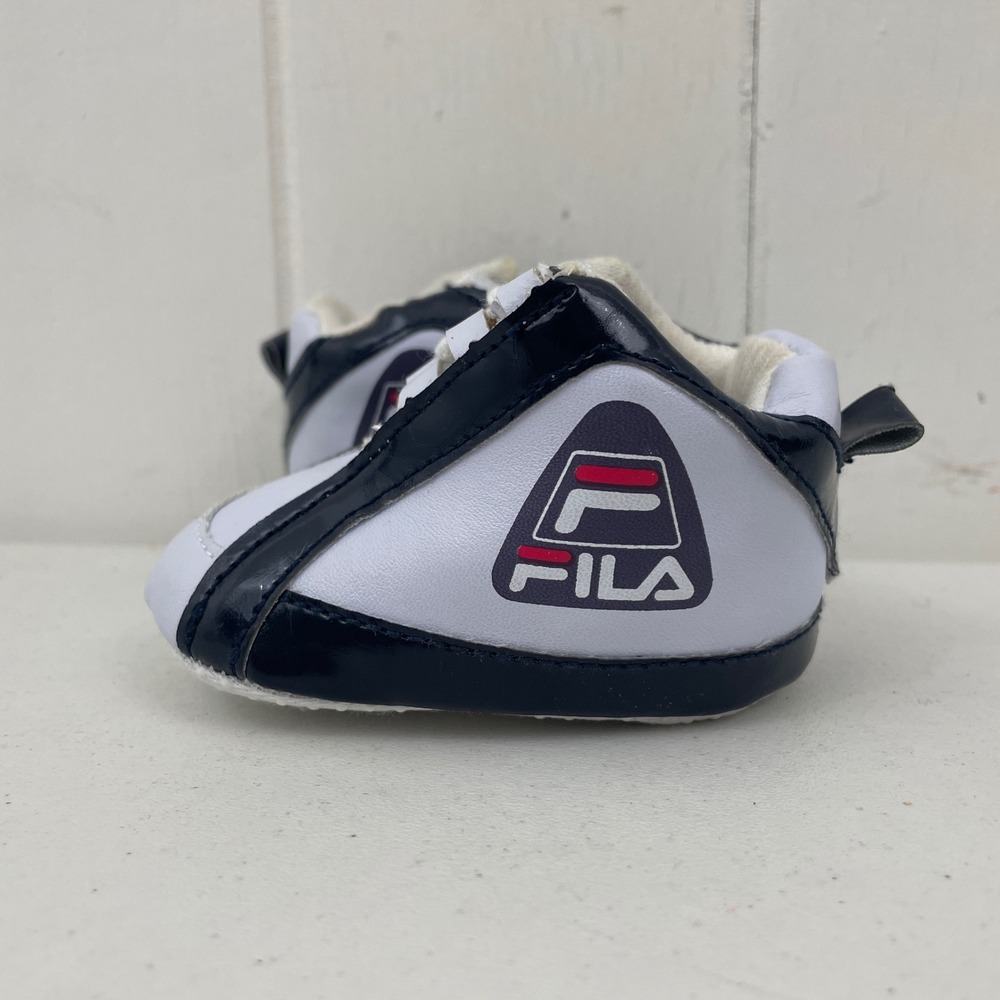 Fila Grant Hill 2 Retro Infant Crib Shoes White Navy 0-6 Months Toddler - Picture 2 of 8